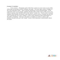 The Catholic Church -  Activity - Grade 6-8